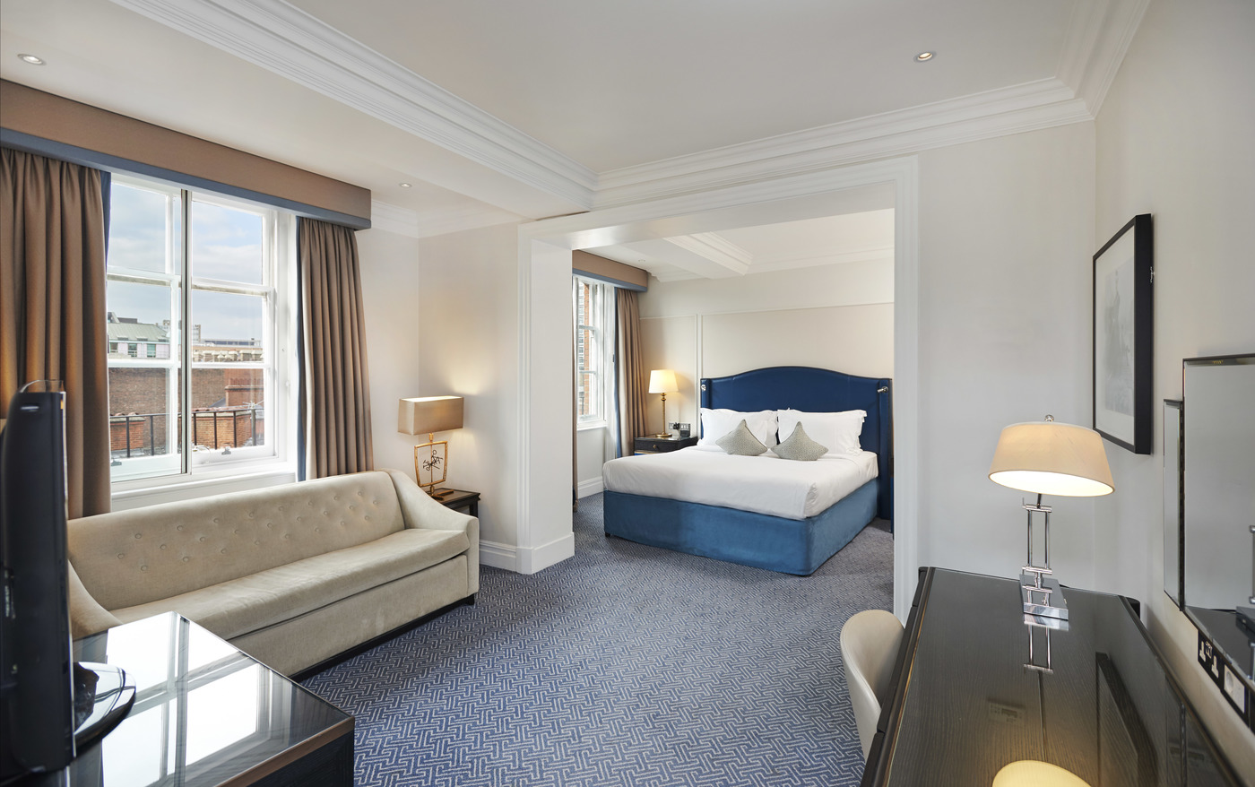 a room with a bed and a couch