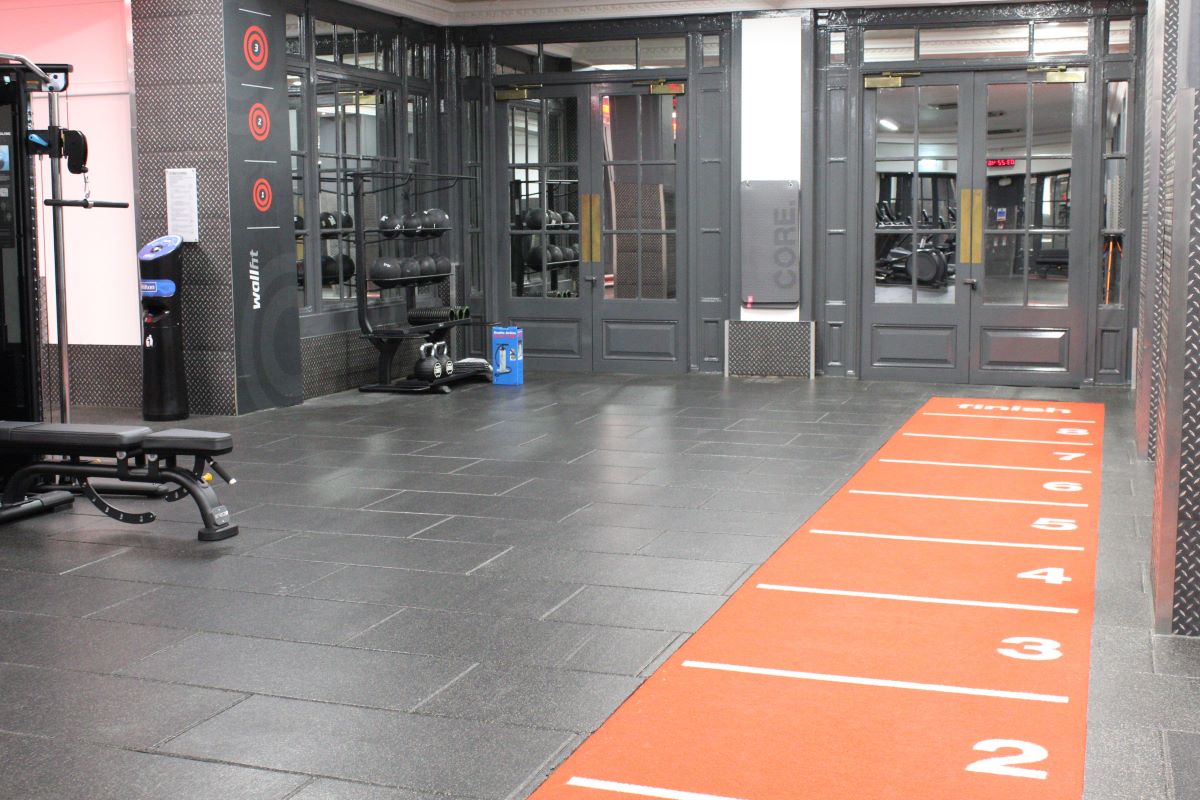 a gym with exercise equipment