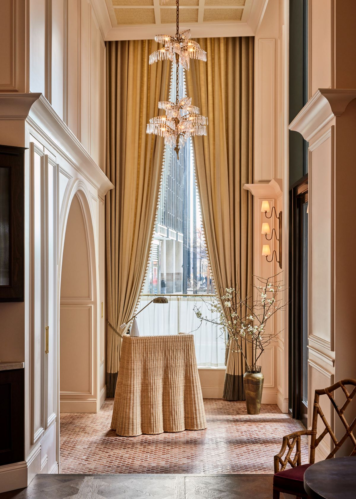 a chandelier from a window