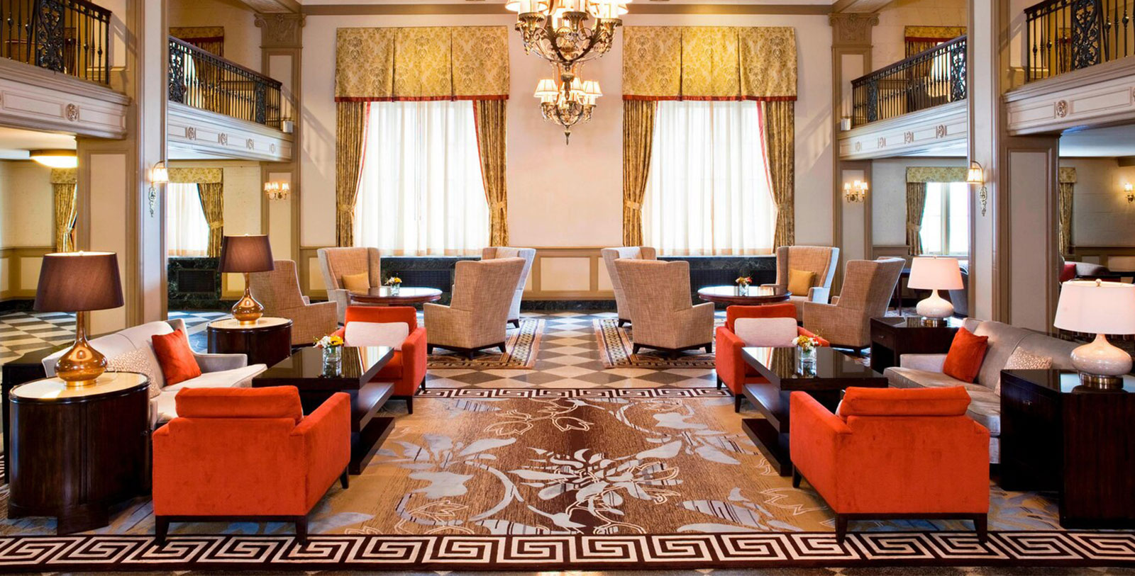 a room with tables and chairs