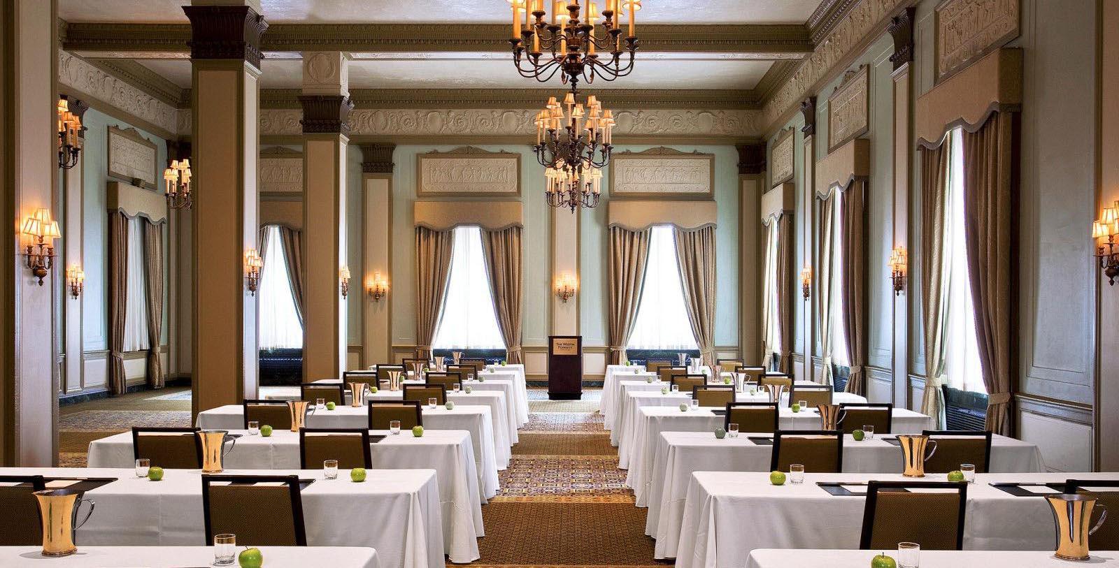 a room with tables and chairs