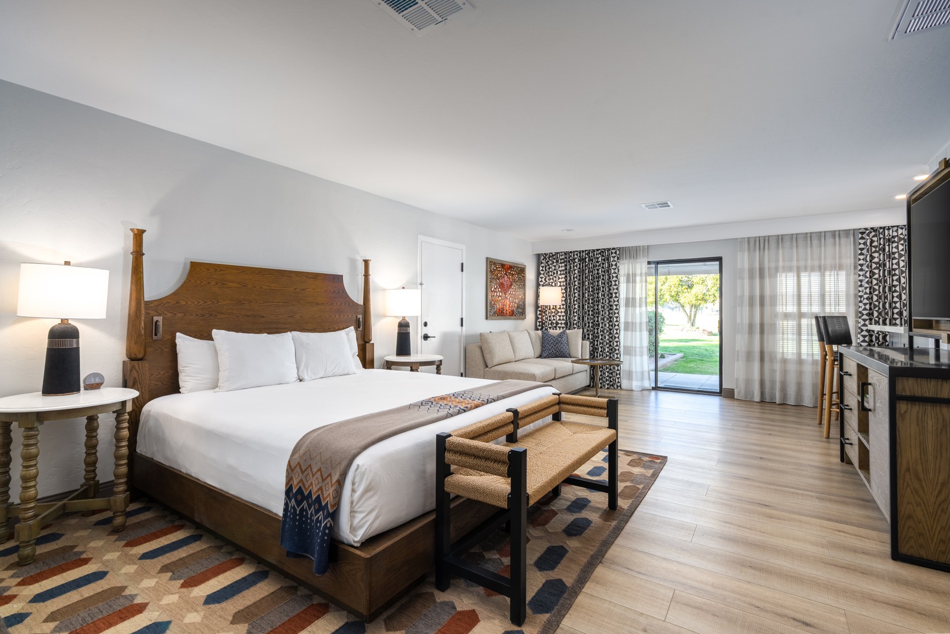 a room with a bed and a couch