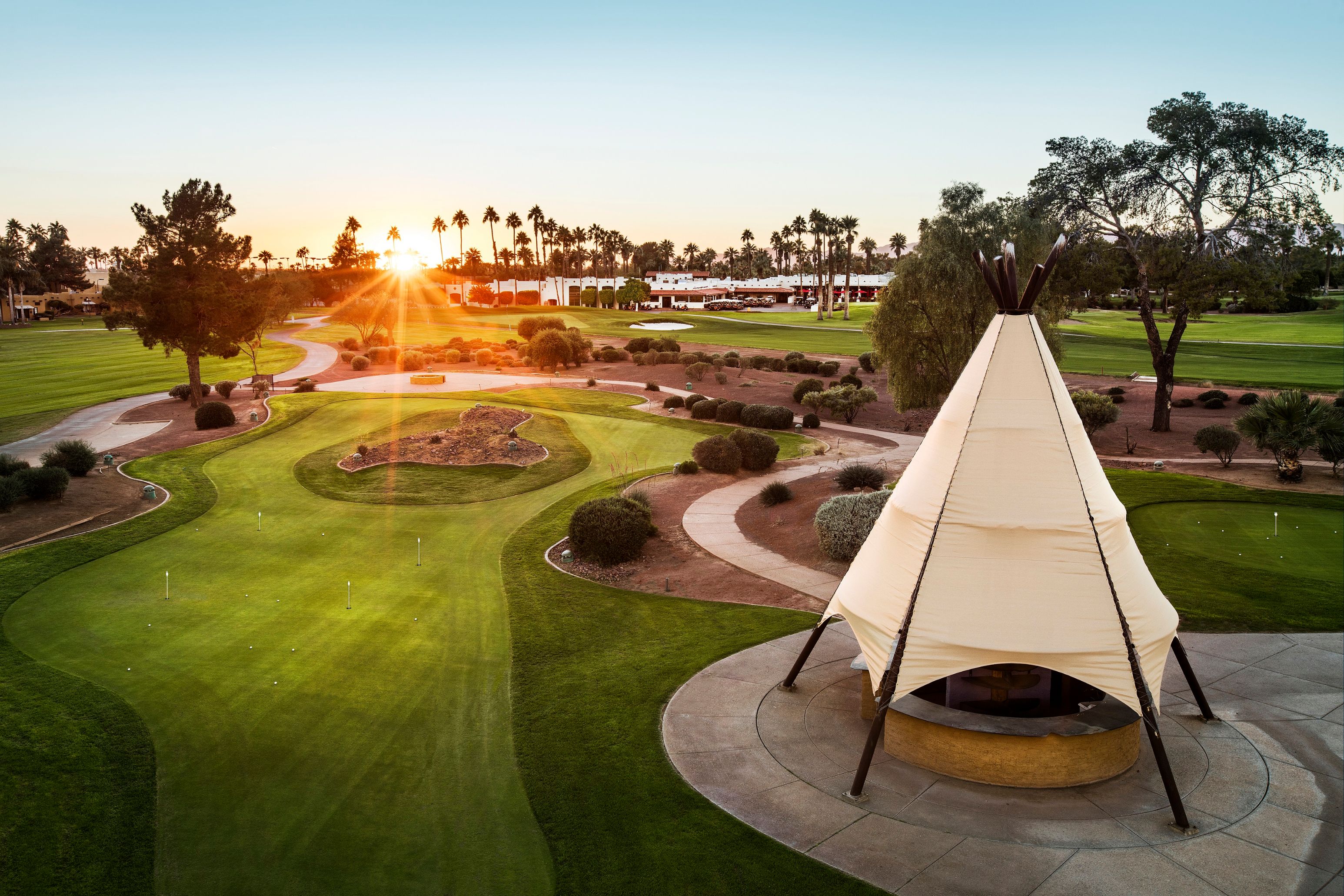 teepee tent on a golf course