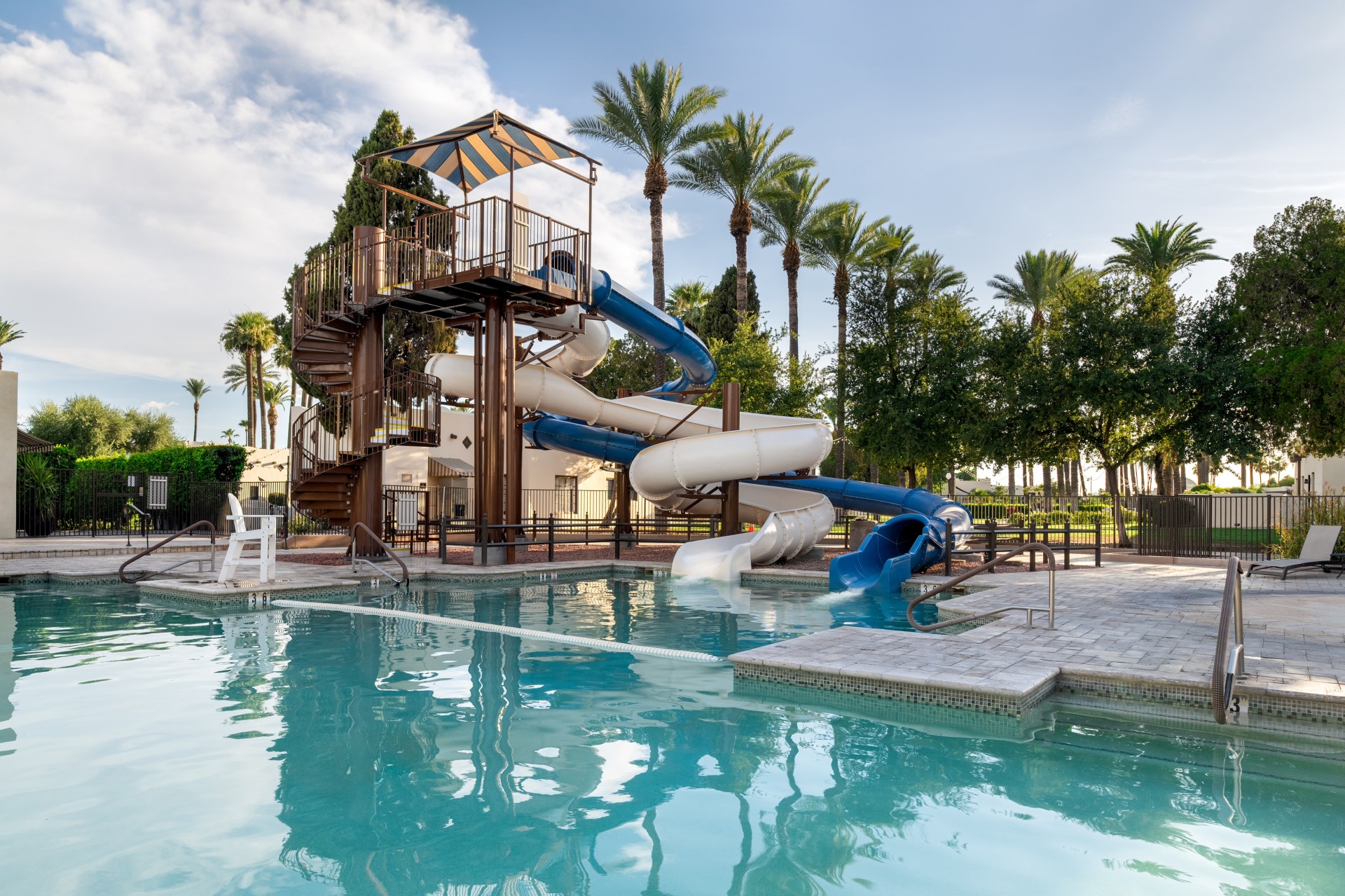 a water park with a slide