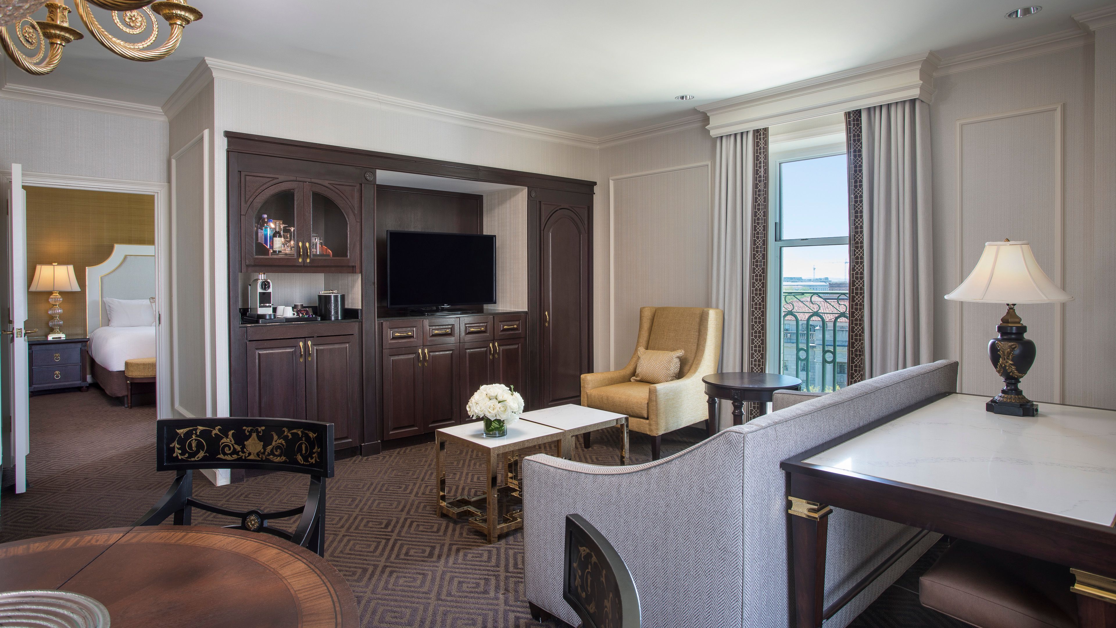 a room with a television and a couch