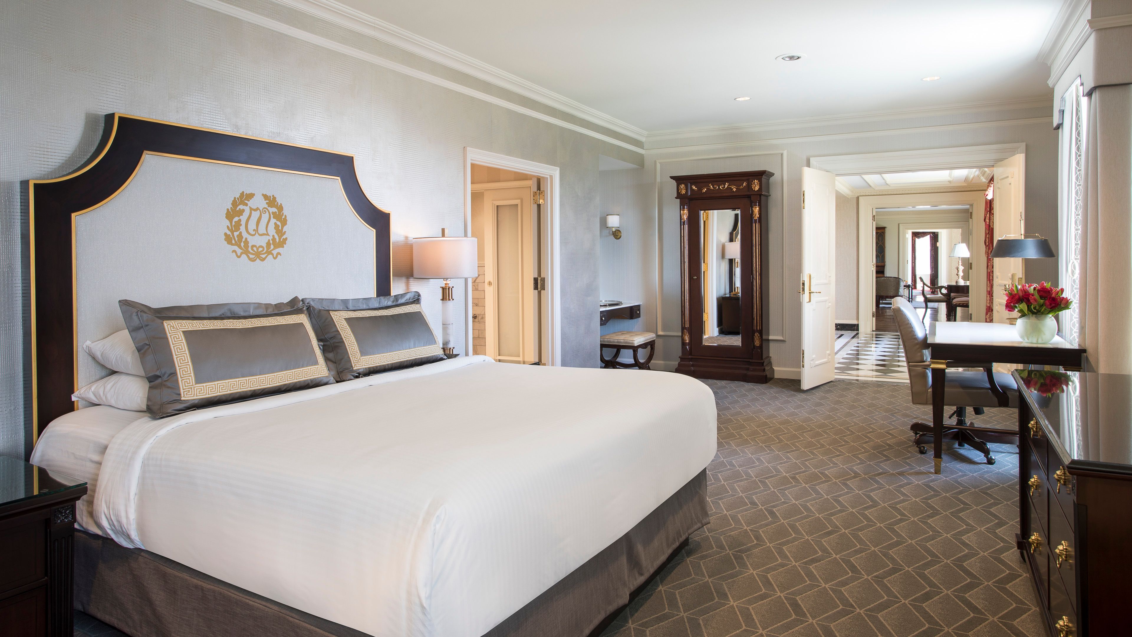 a large bed in a hotel room