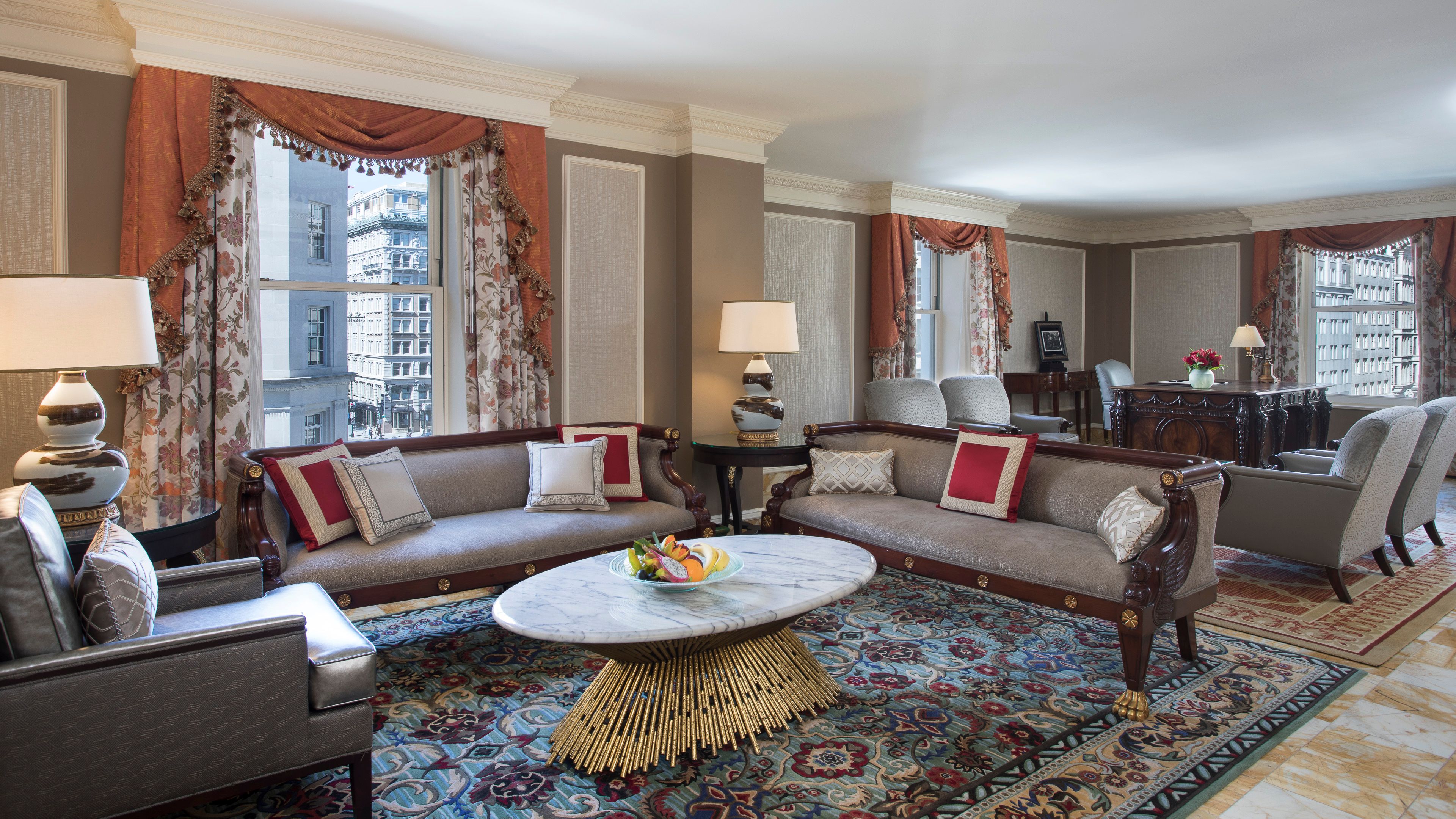a room with couches and a table