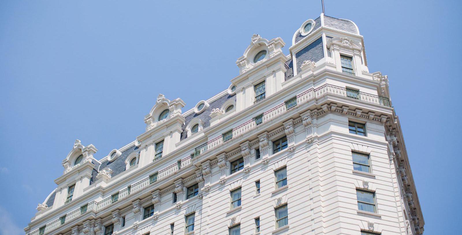 a white building with many windows