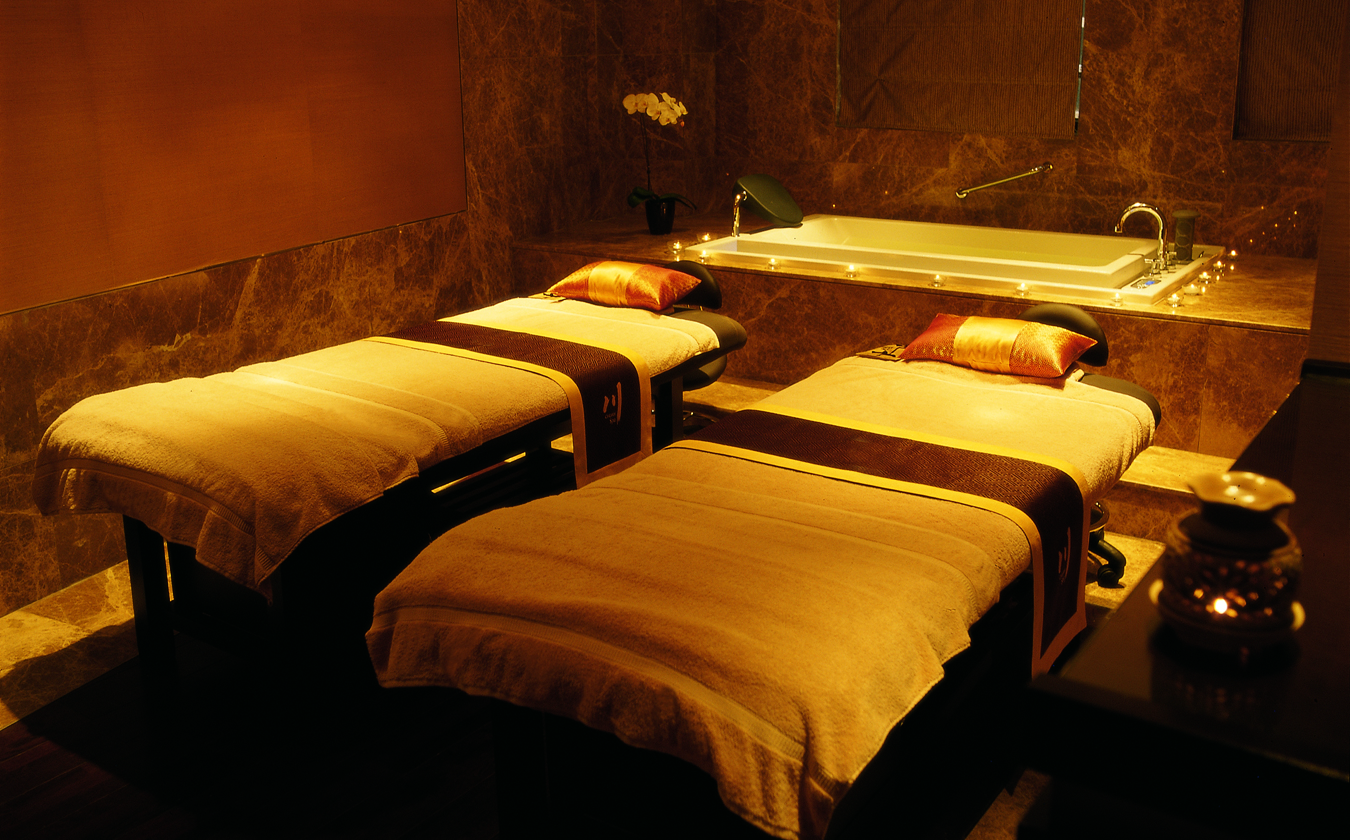 a massage beds in a room