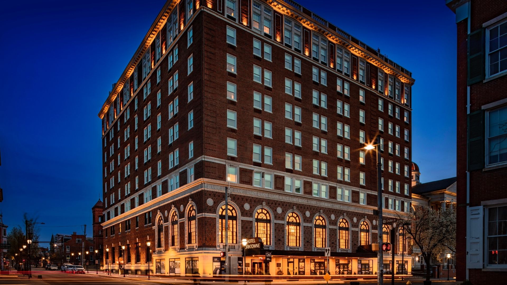 Image of the Hotel Exterior of The Yorktowne Hotel, Tapestry Collection by Hilton, 1925, a Member of Historic Hotels of America in York, Pennsylvania.
