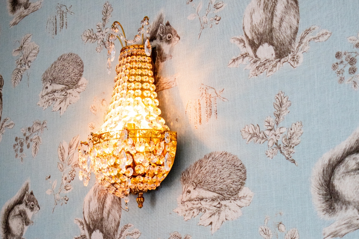 a light fixture on a wall