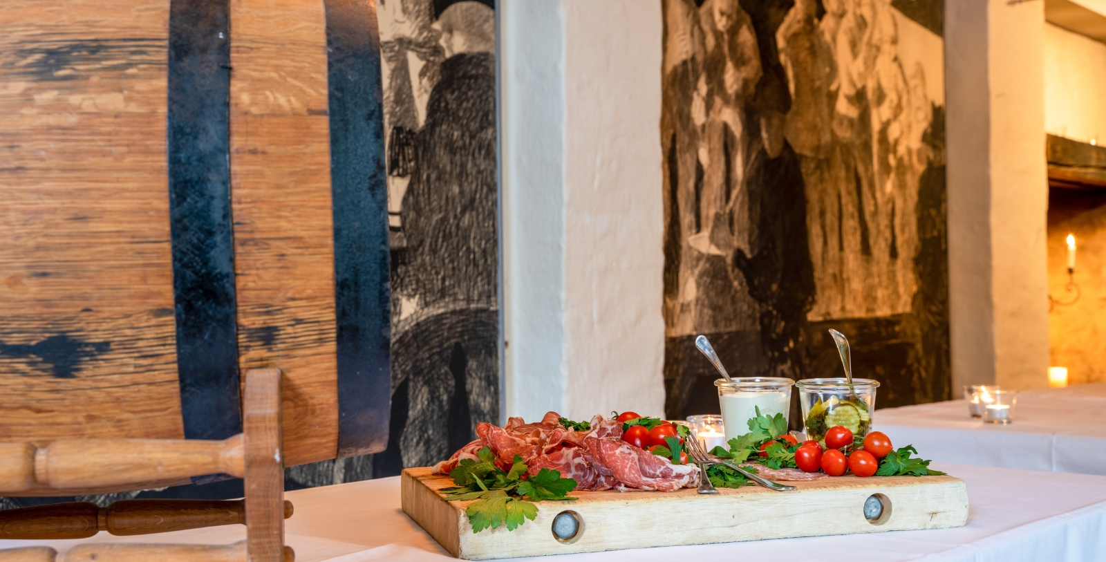 a table with food on it
