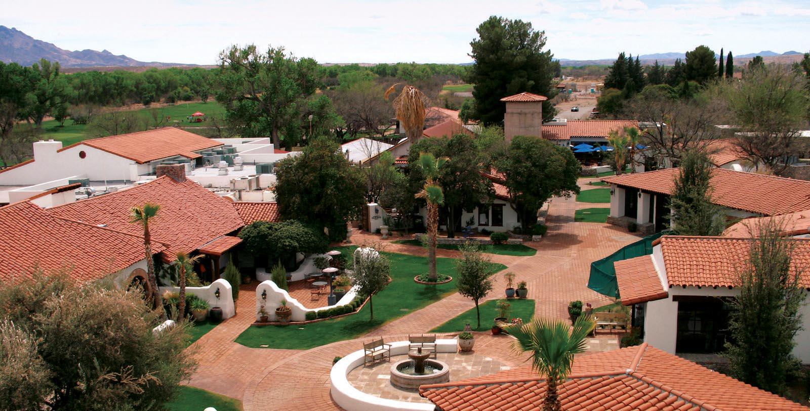 a aerial view of a courtyard