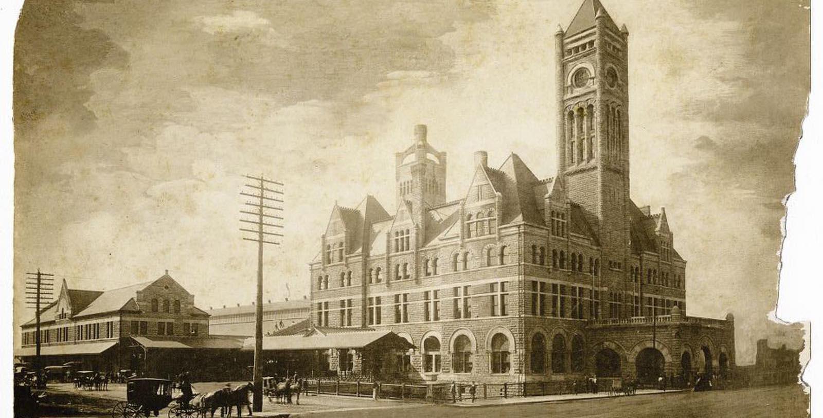 a large building with a clock tower