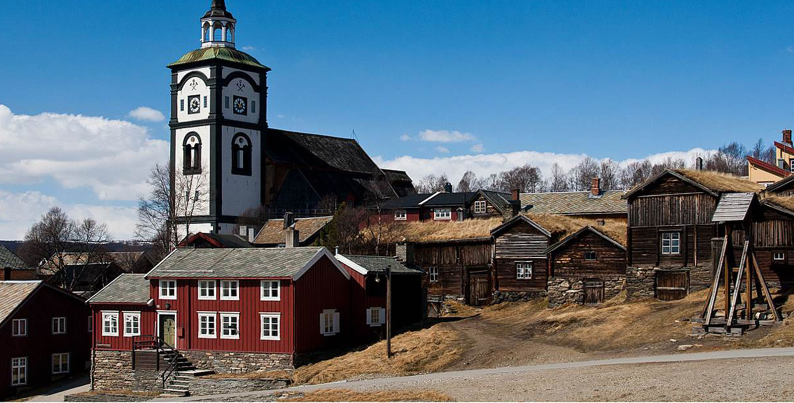 a clock tower in a town