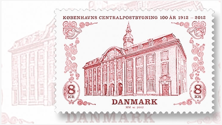 a stamp with a picture of a building