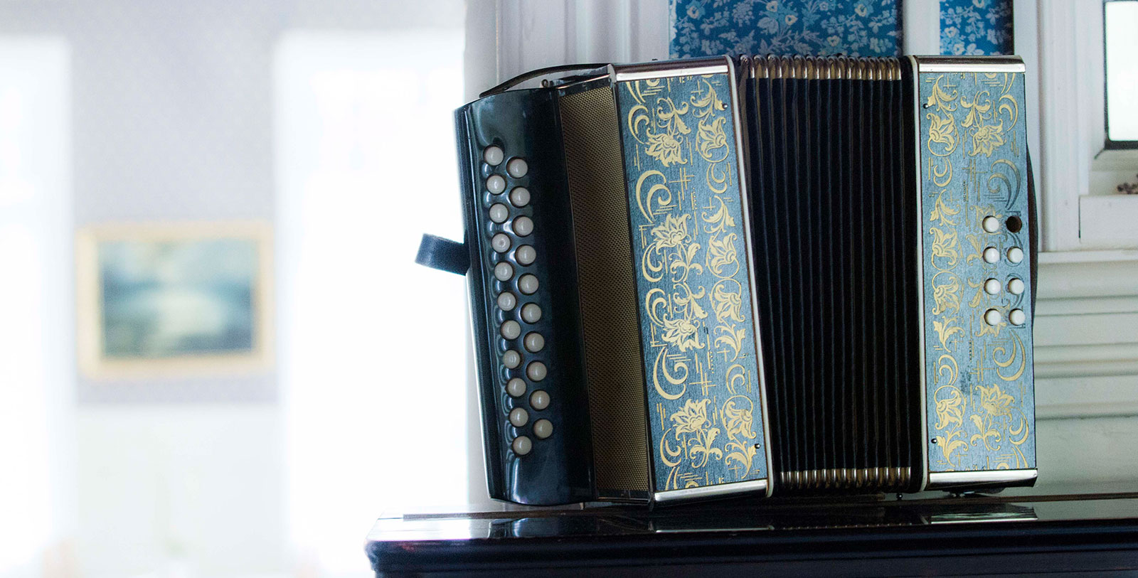 an accordion on a table