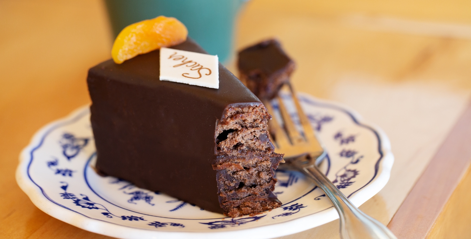 a piece of chocolate cake on a plate