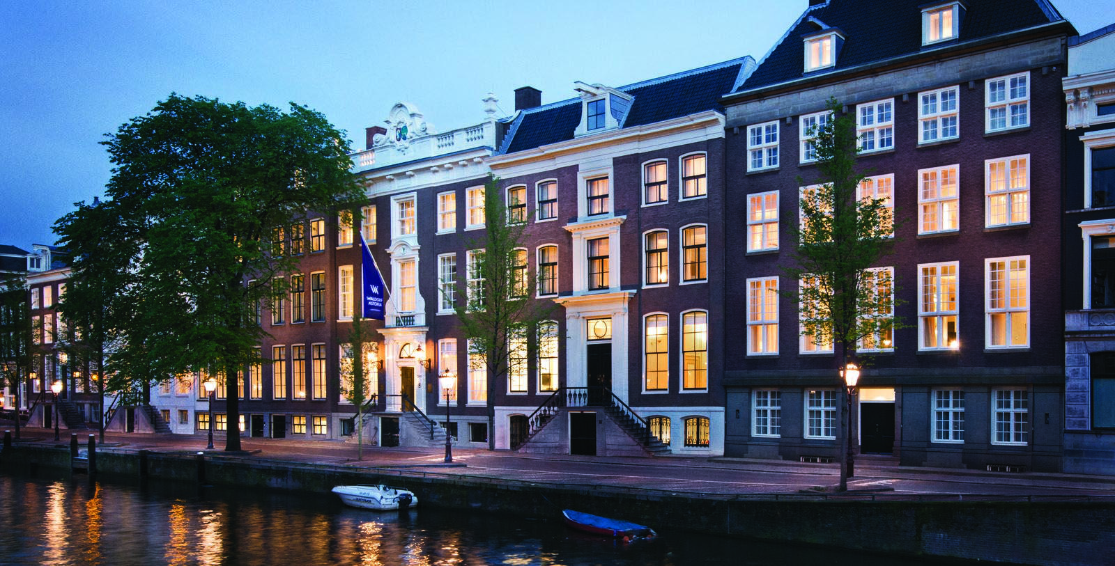 a building with lights on the windows