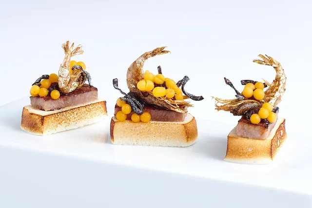 a group of food on a white surface