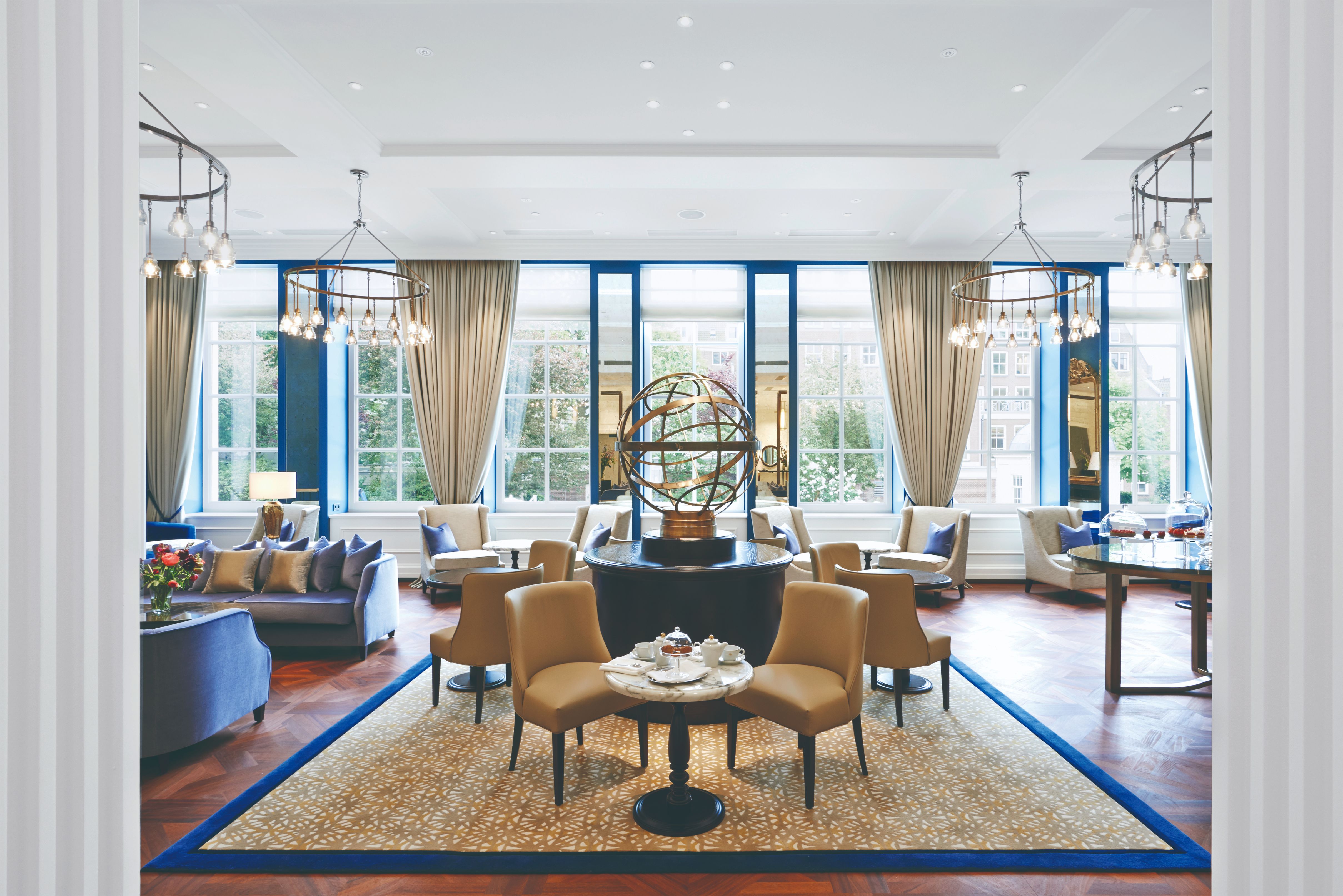 a room with a table and chairs
