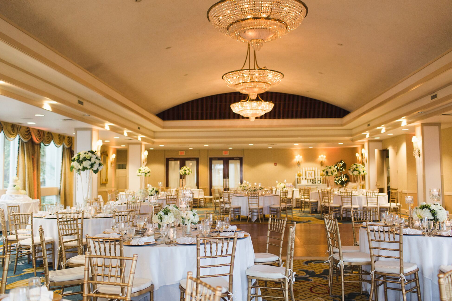a room with tables and chairs