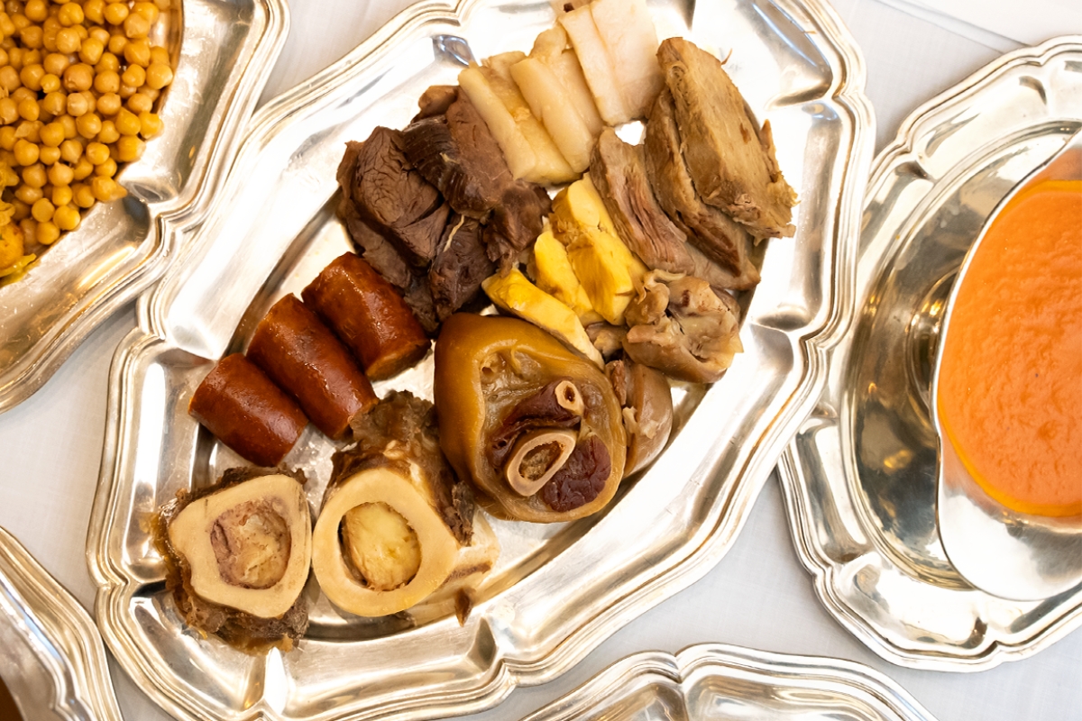 a plate of meat and vegetables