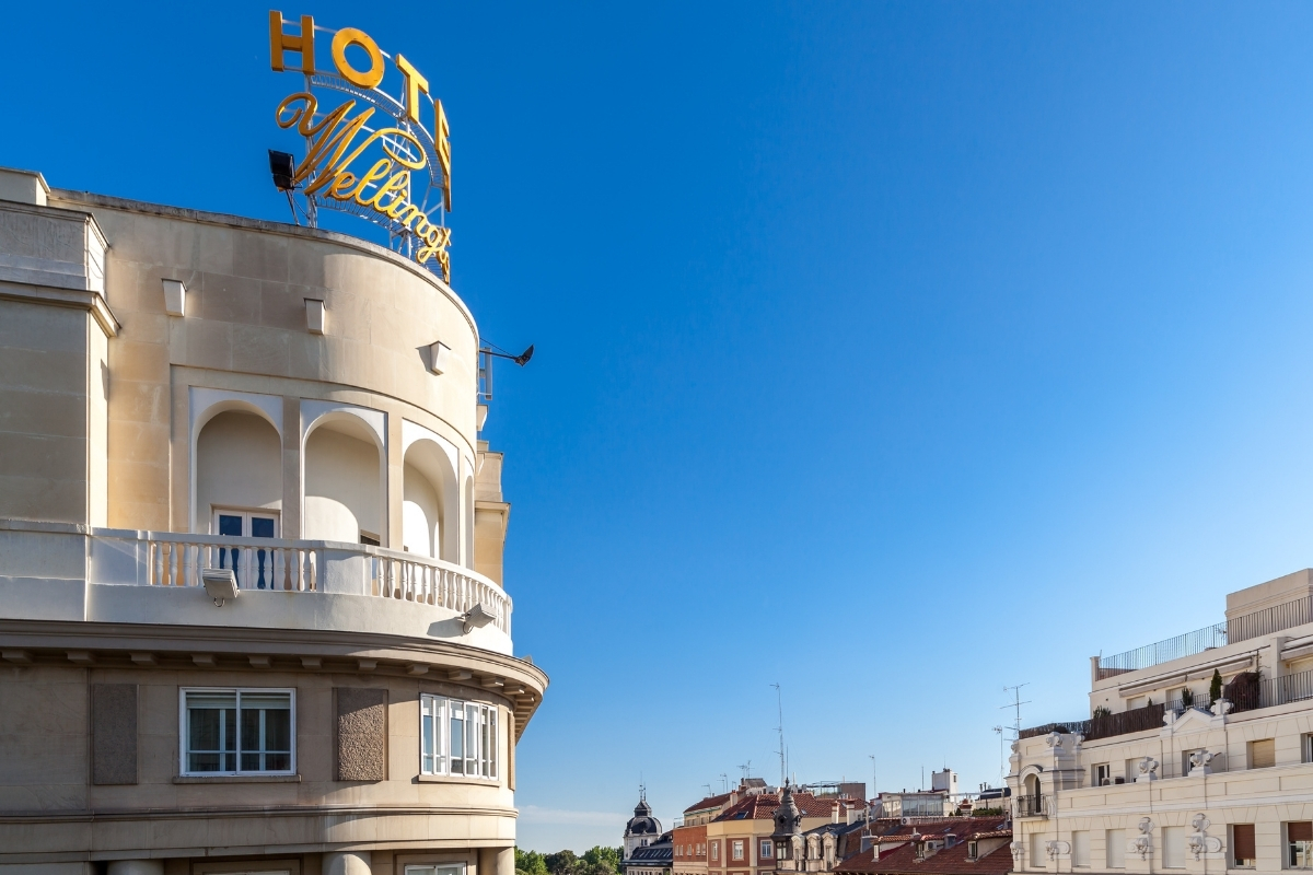 a building with a sign on top of it