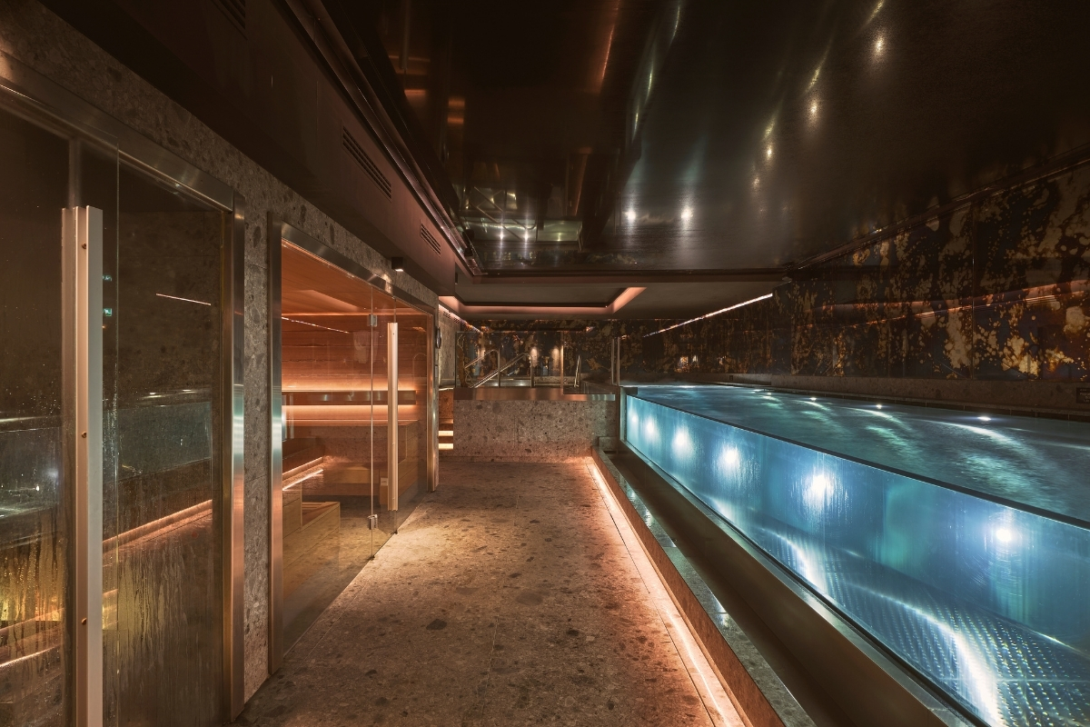 a pool in a room