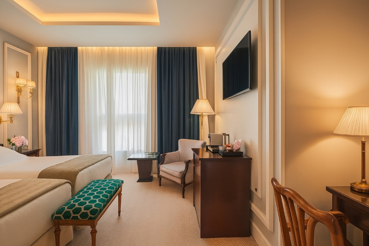 a room with a bed and a chair