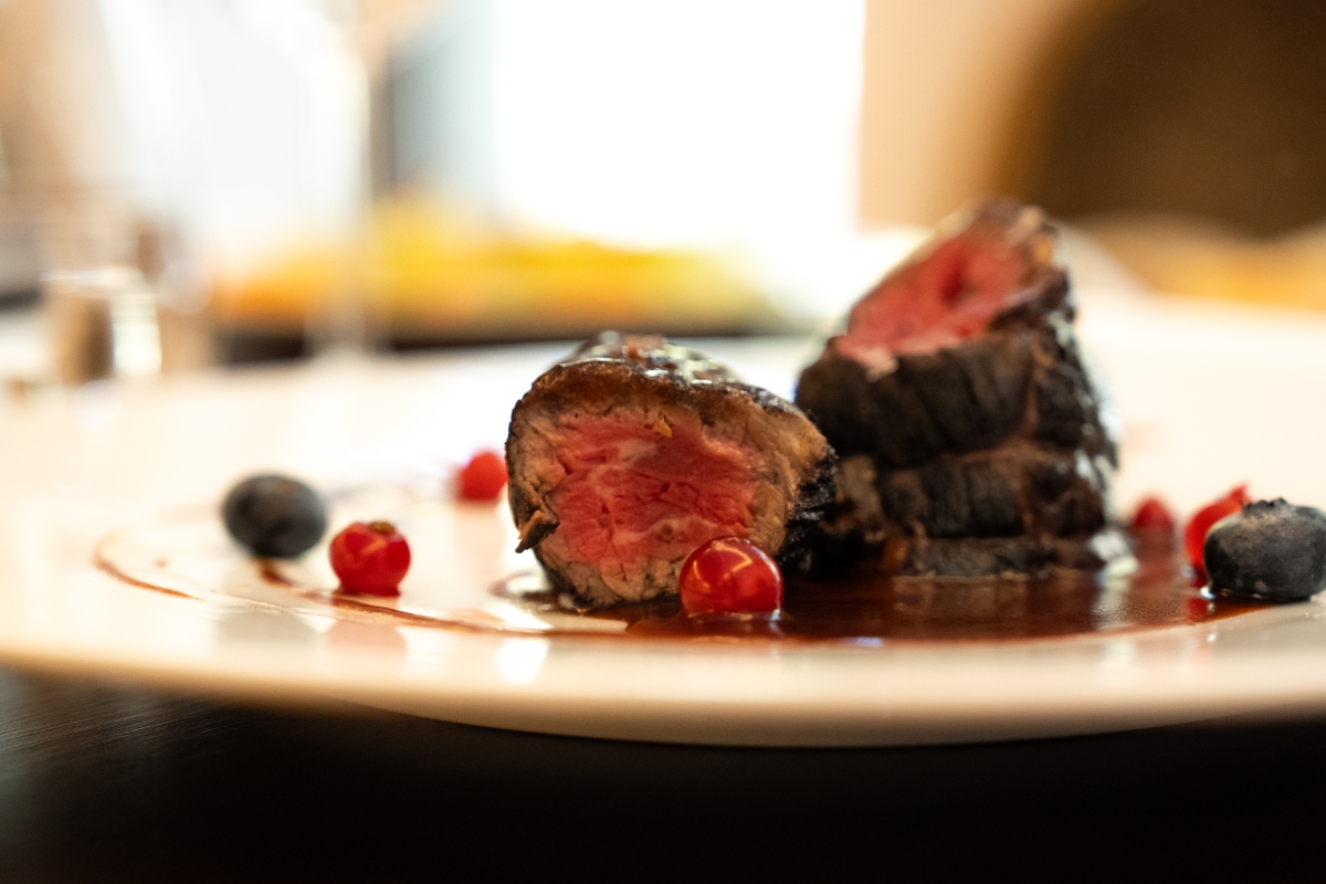 a plate of food with berries