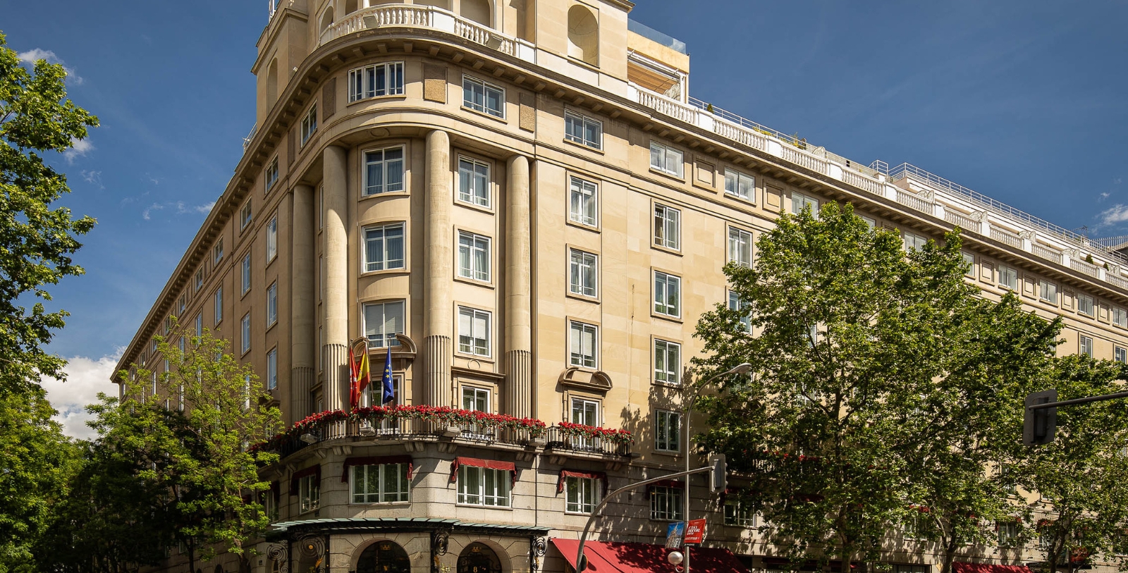 a building with a corner balcony