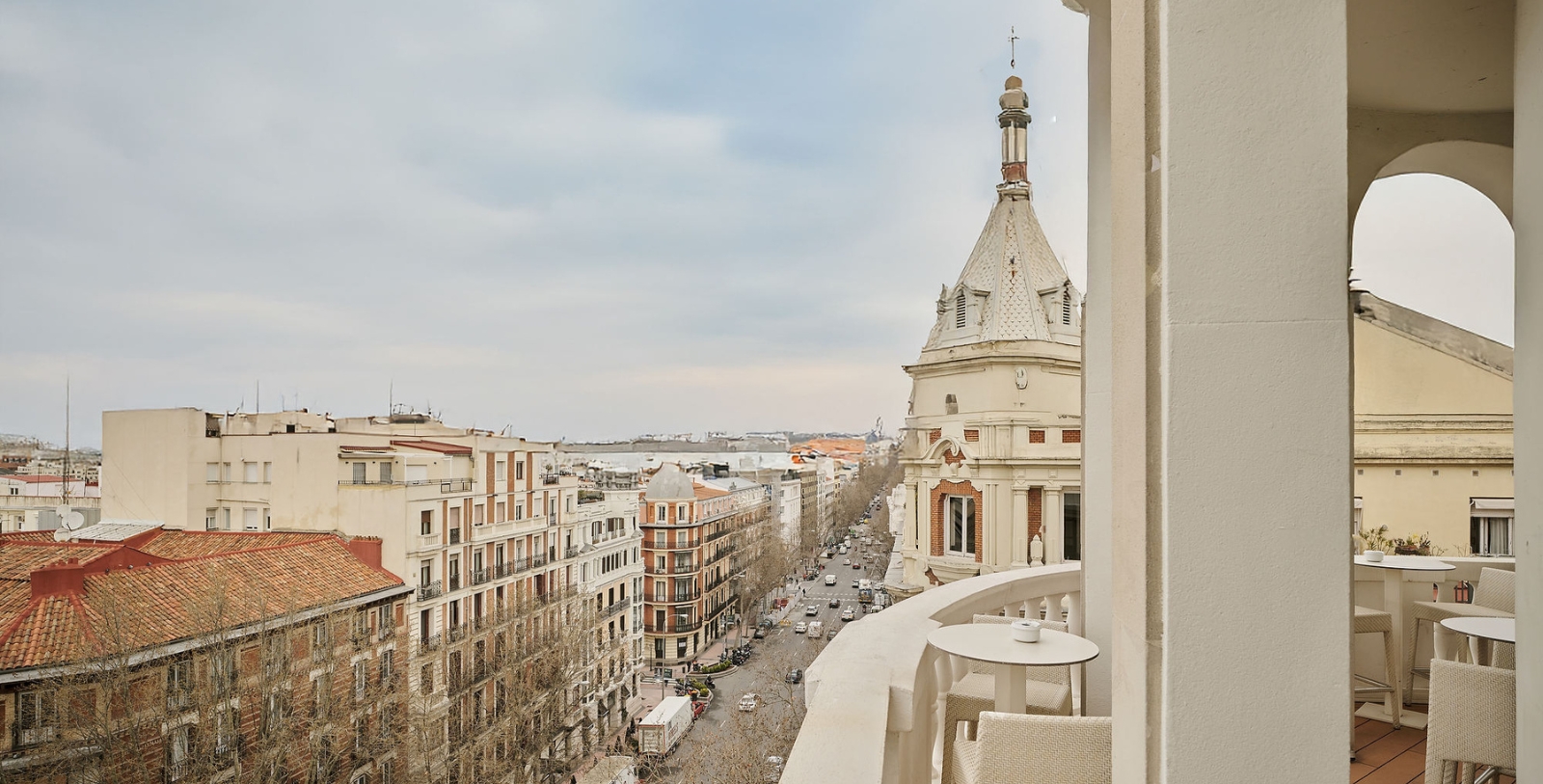 a view of a city from a balcony