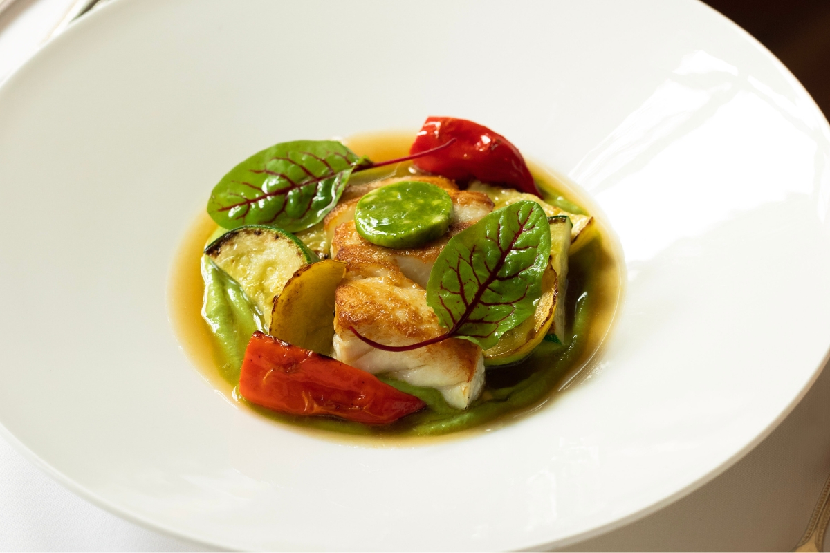 a plate of food with vegetables