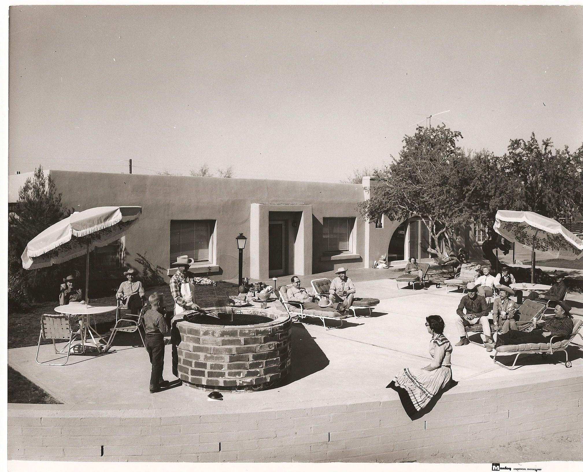 a group of people sitting outside