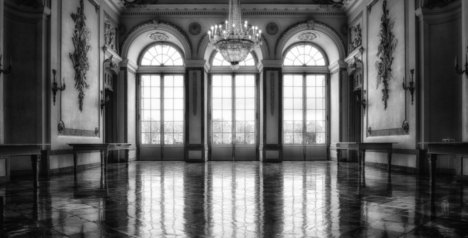 a chandelier in a room