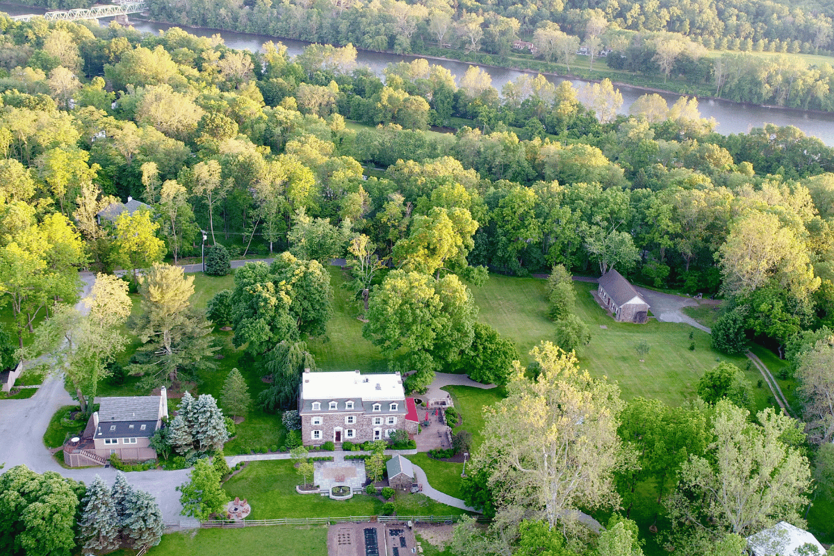 a house surrounded by trees