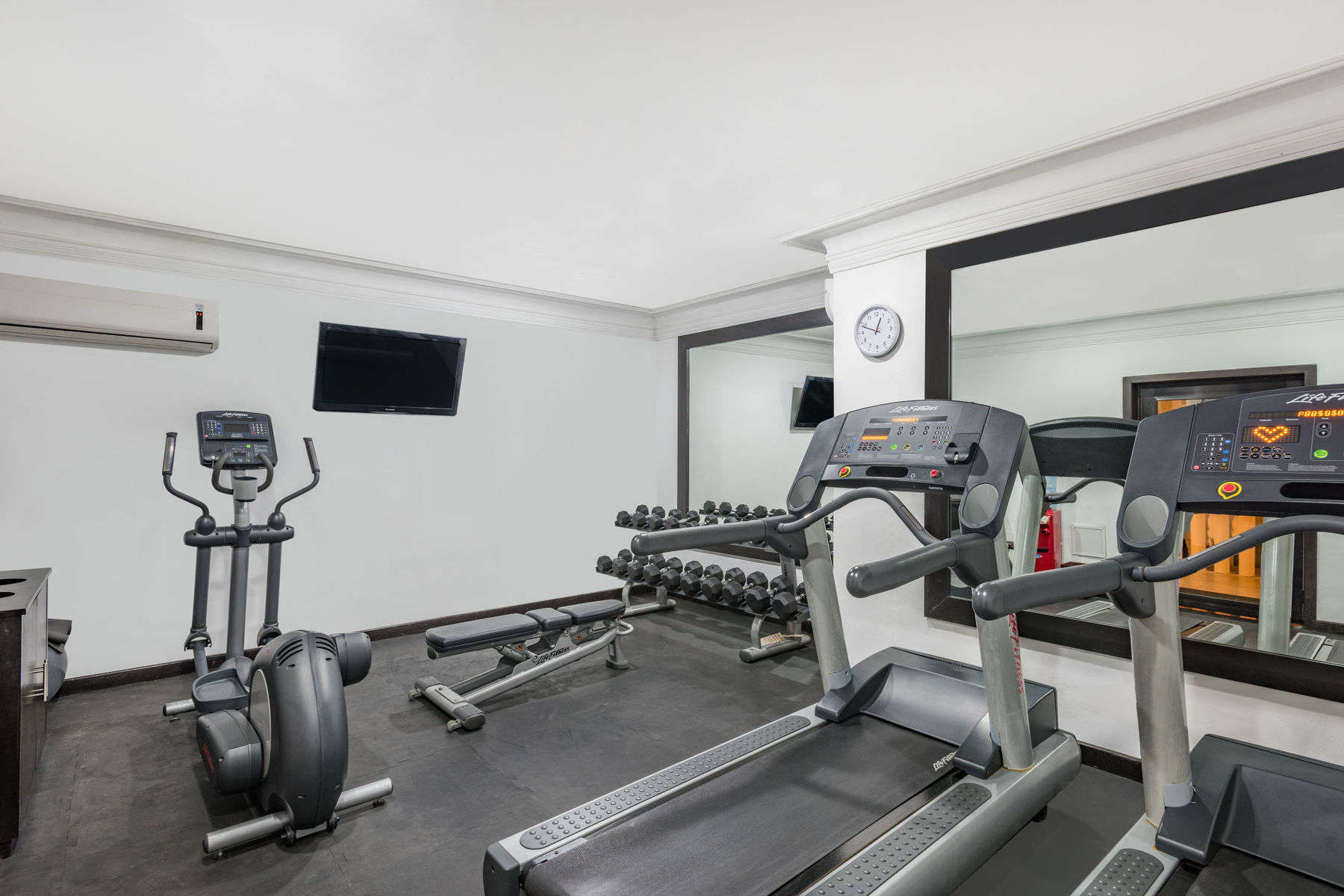 a room with exercise equipment