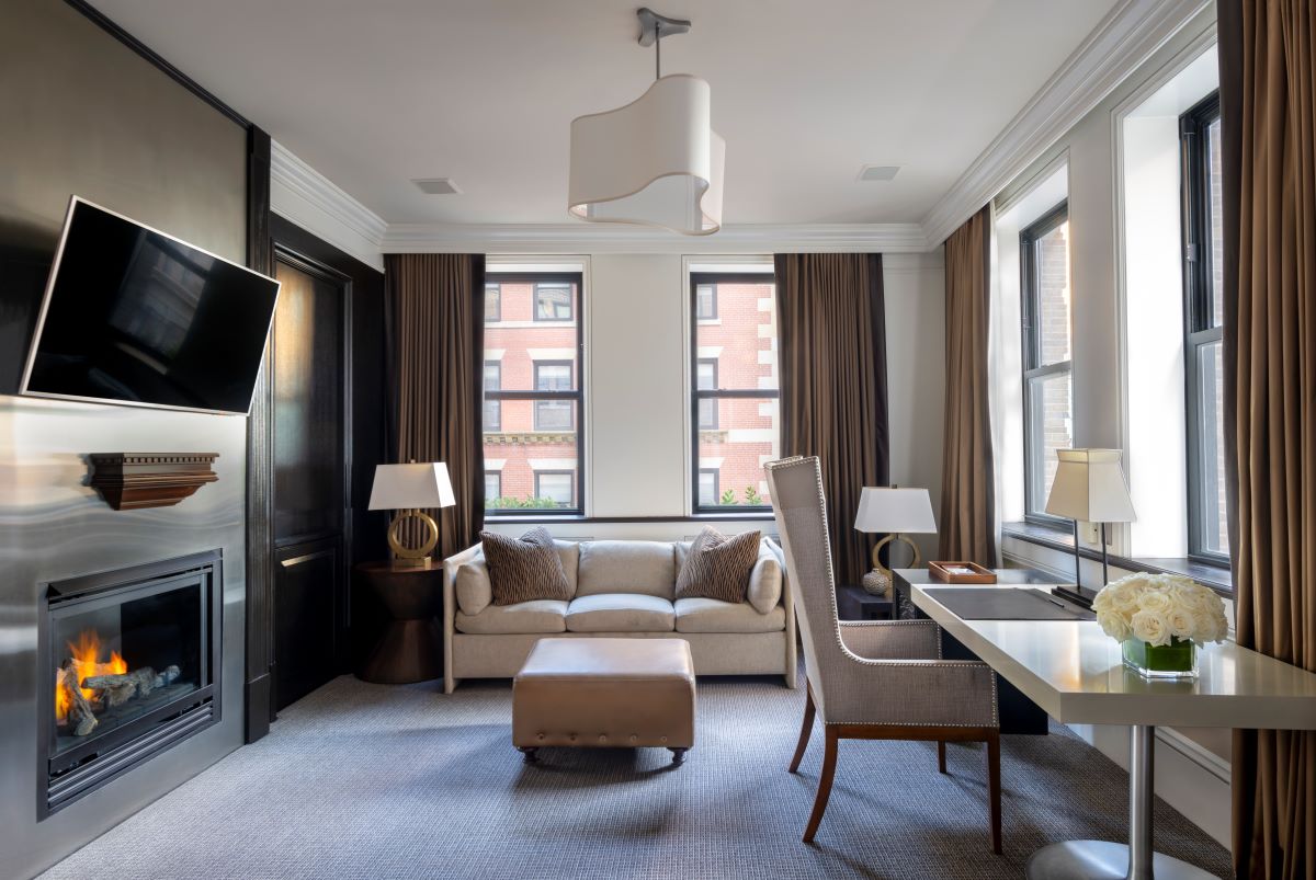 a room with a couch and a tv