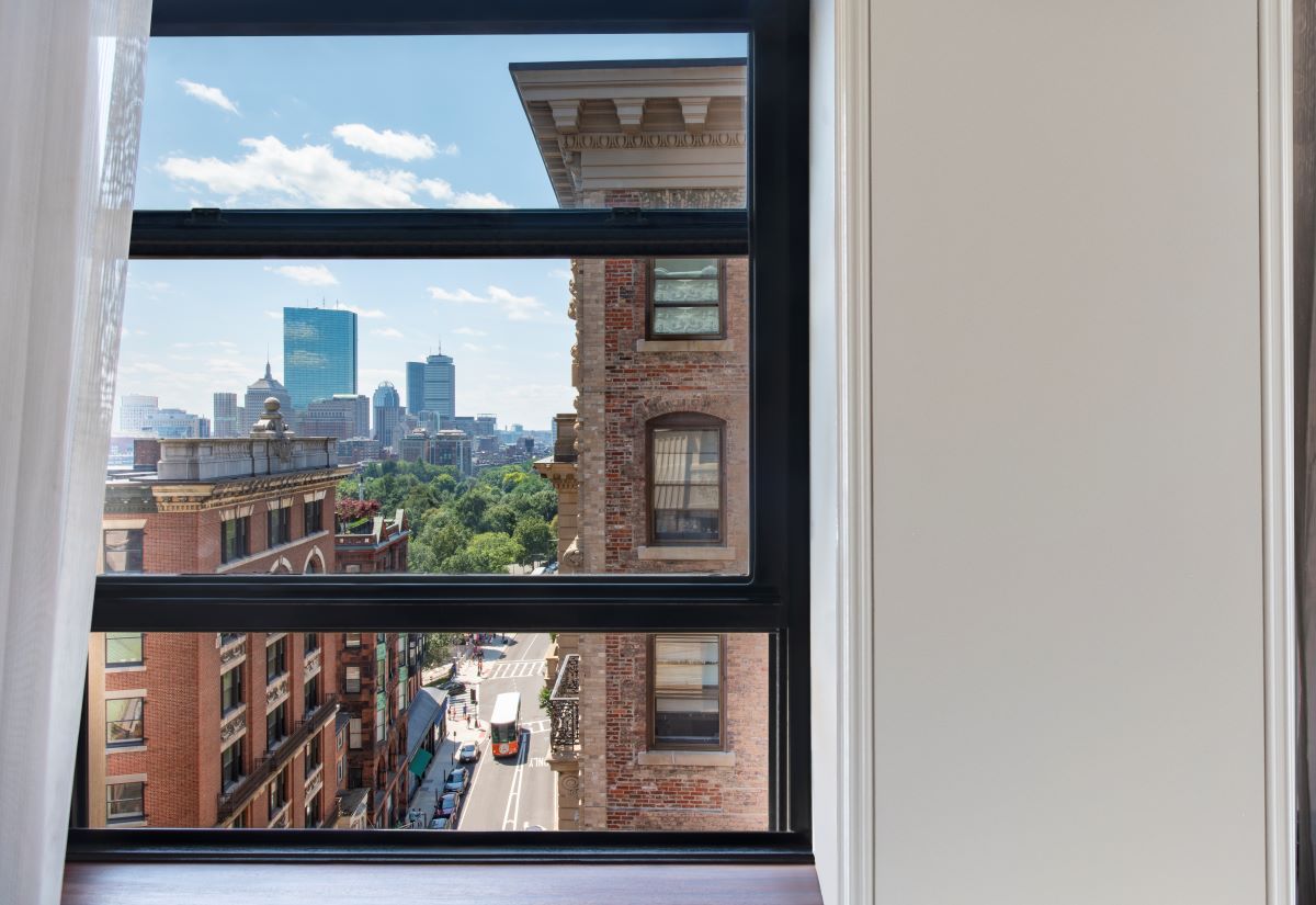 a view of a city from a window