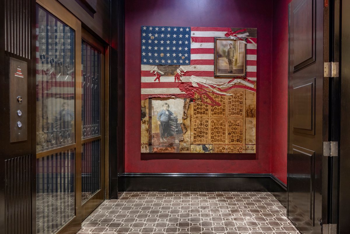 a flag on a wall