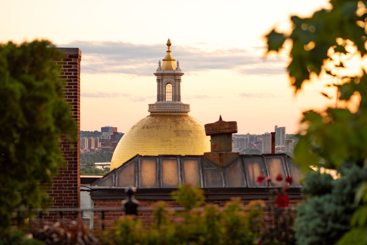 a building with a dome and a city in the background