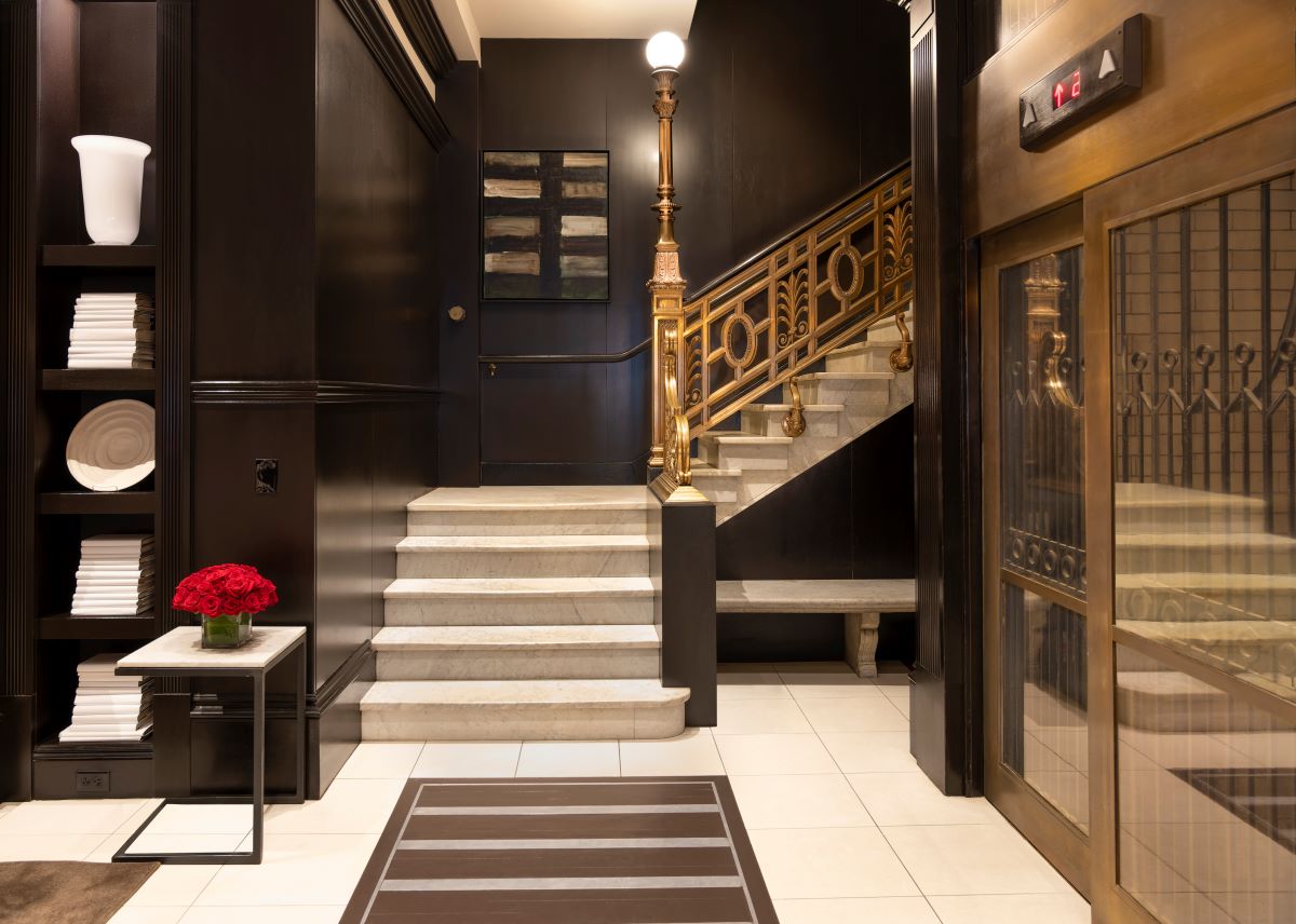 a staircase in a building