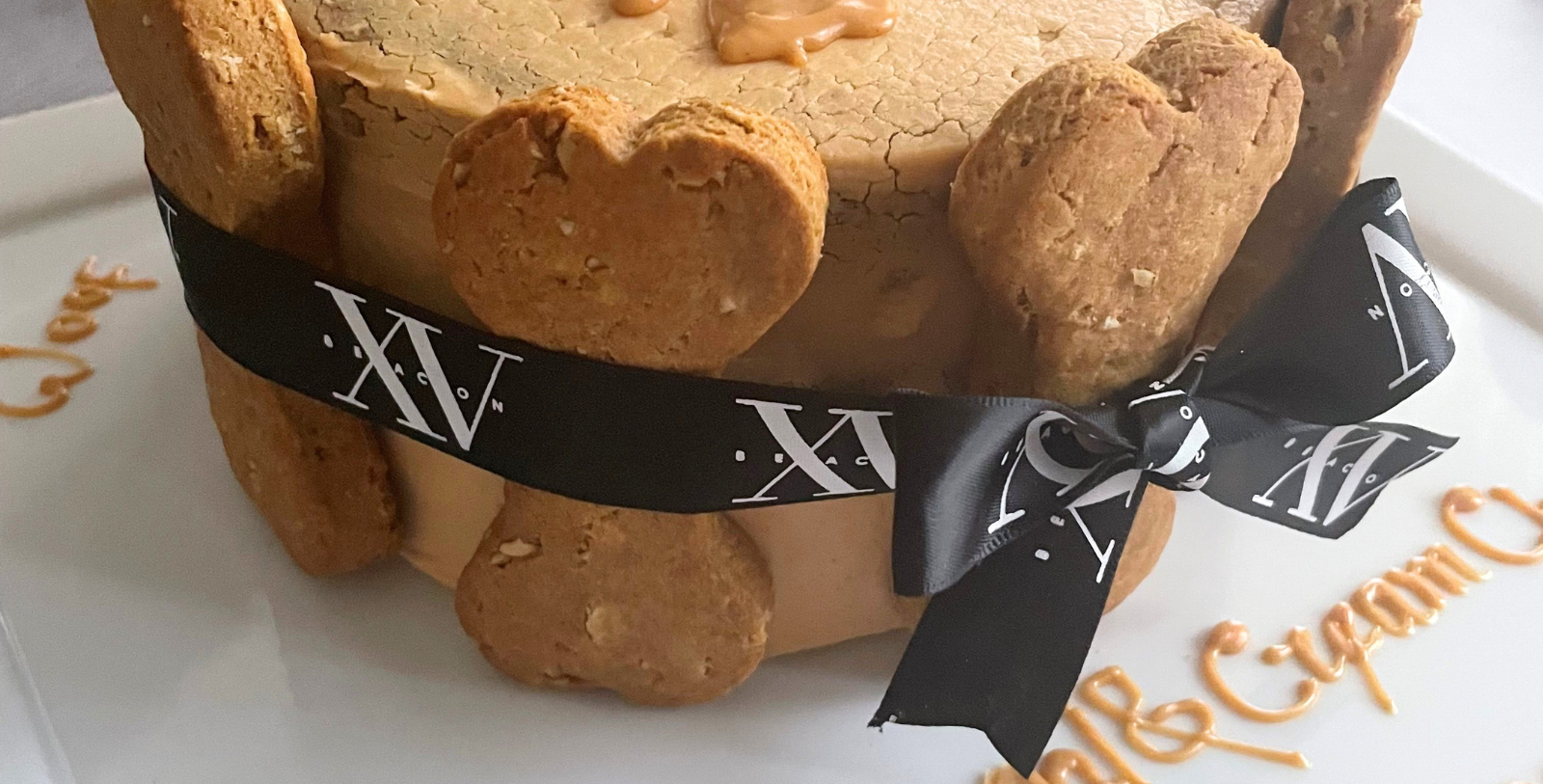 a cake with cookies on it